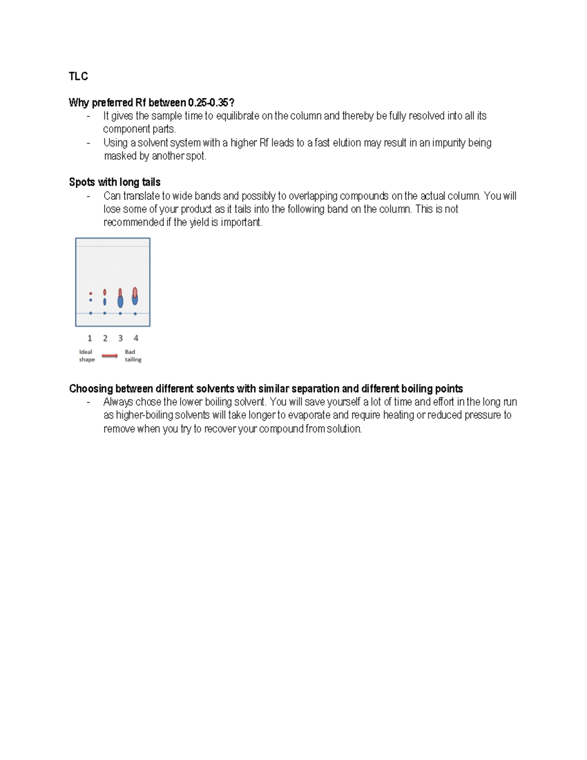 TLC Column Notes - TLC Why preferred Rf between 0. 25 - 0? - It gives ...