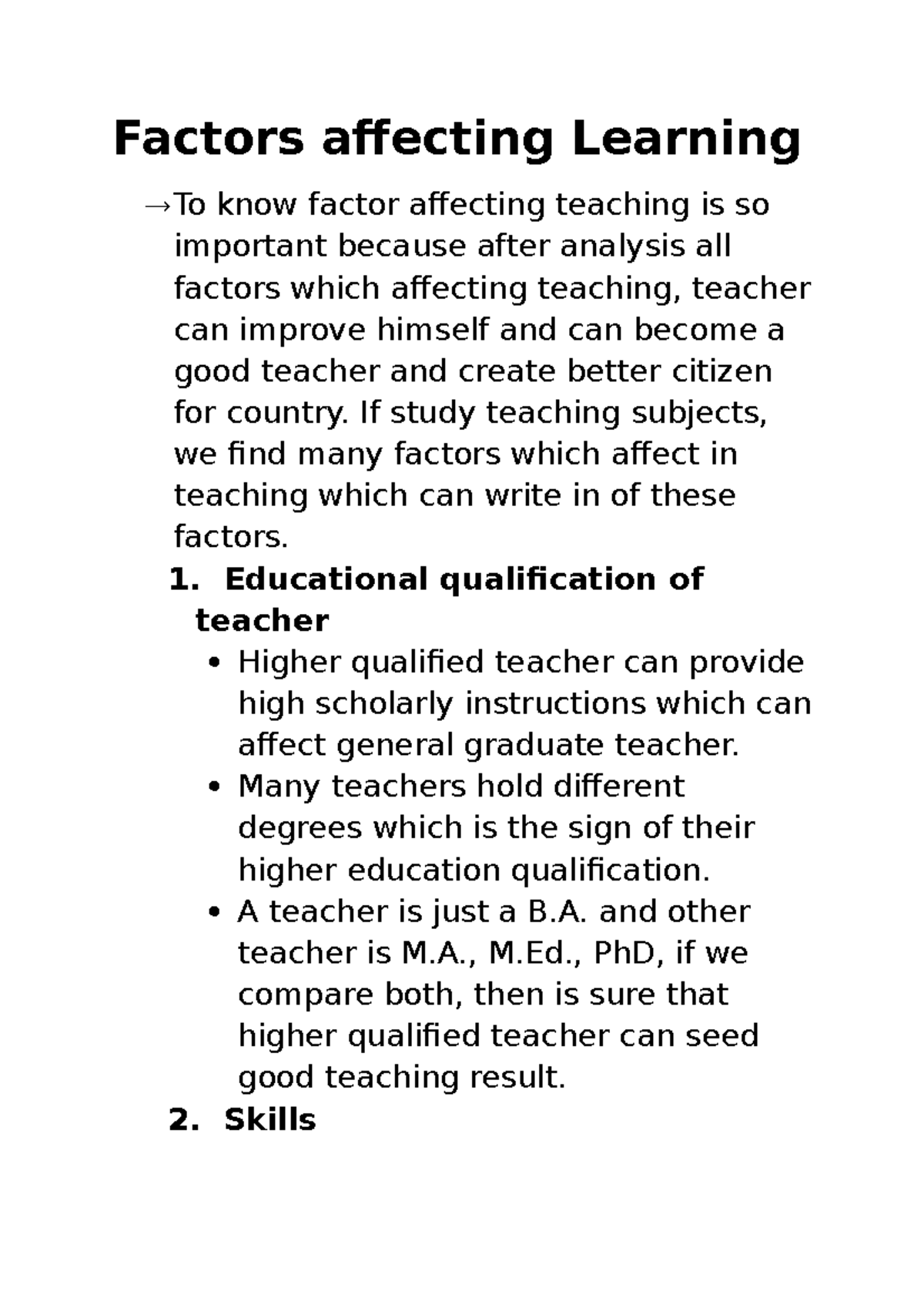 What Are The Teacher Factors Affecting Learning