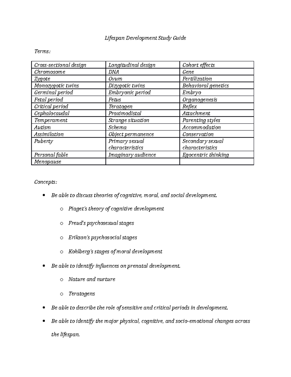 Chapter 4 Development Study Guide - Lifespan Development Study Guide ...