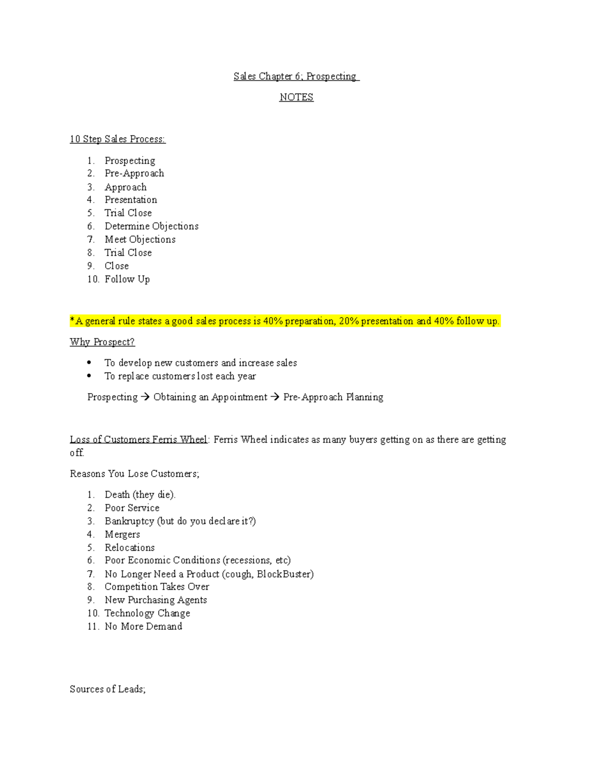 Sales Chapter 6 Notes - Summary Abc's of Relationship Selling Through ...