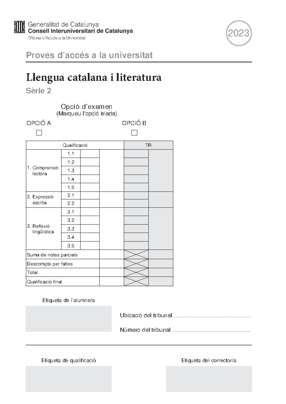Llca 2023 setembre - selectivtat - Proves d’accés a la universitat ...