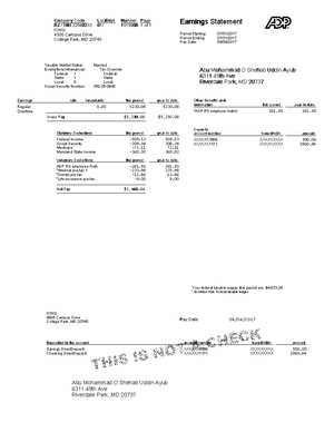 Adp check stub maker - SAMPLE TEAR HERE © 8, 2001, 2000, 1999 A DP ...