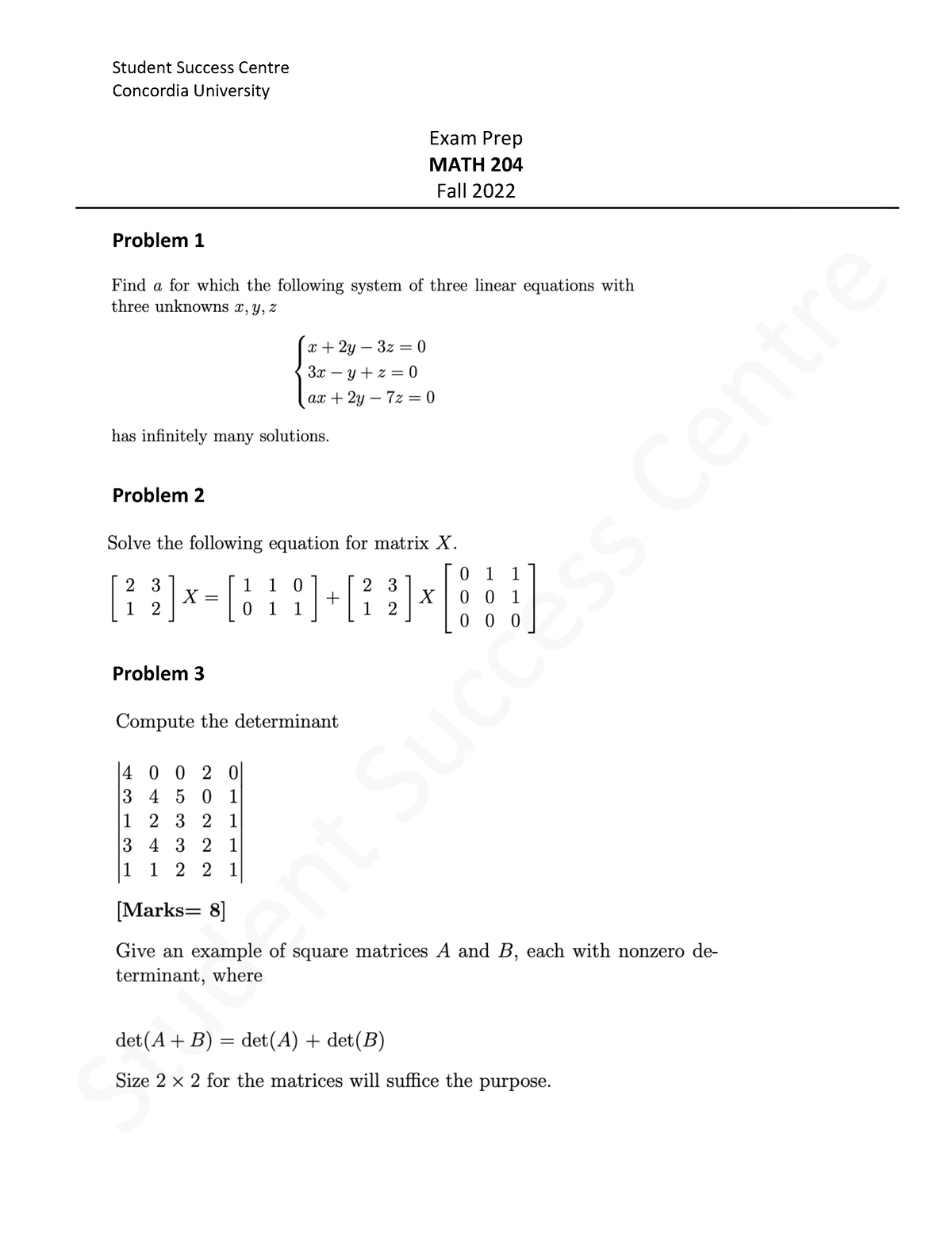 MATH204 Fall2022 Serly I - MATH 204 - Concordia University Exam Prep ...