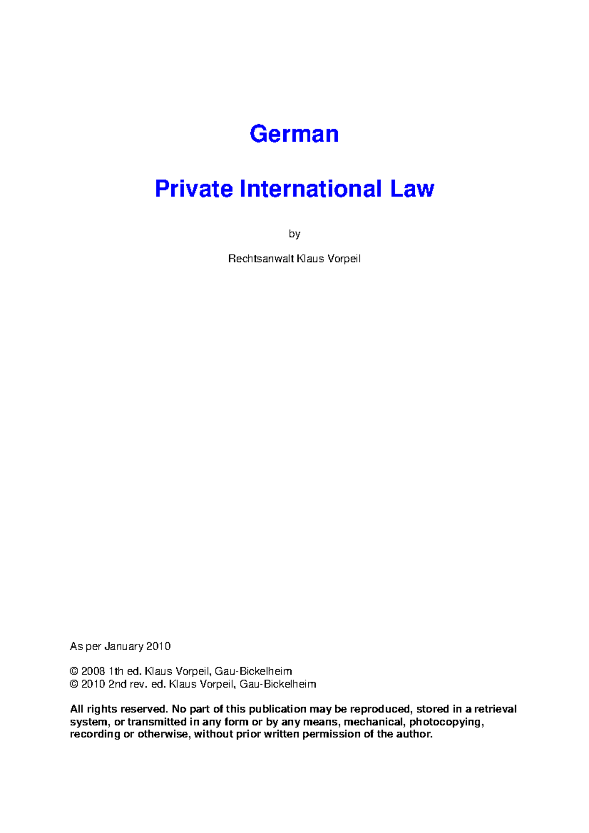 German Private International Law Văn bản luật Studocu