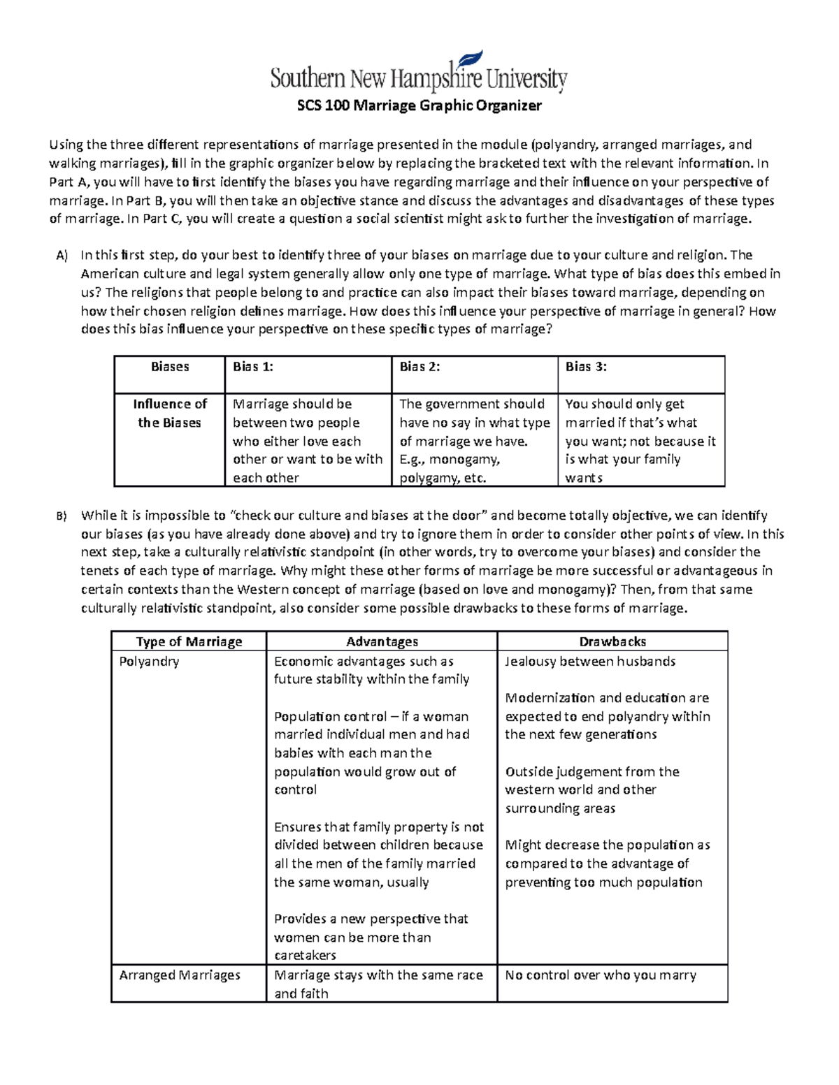 Module 3 - Marriage Graphic Organizer - SCS 100 Marriage Graphic ...