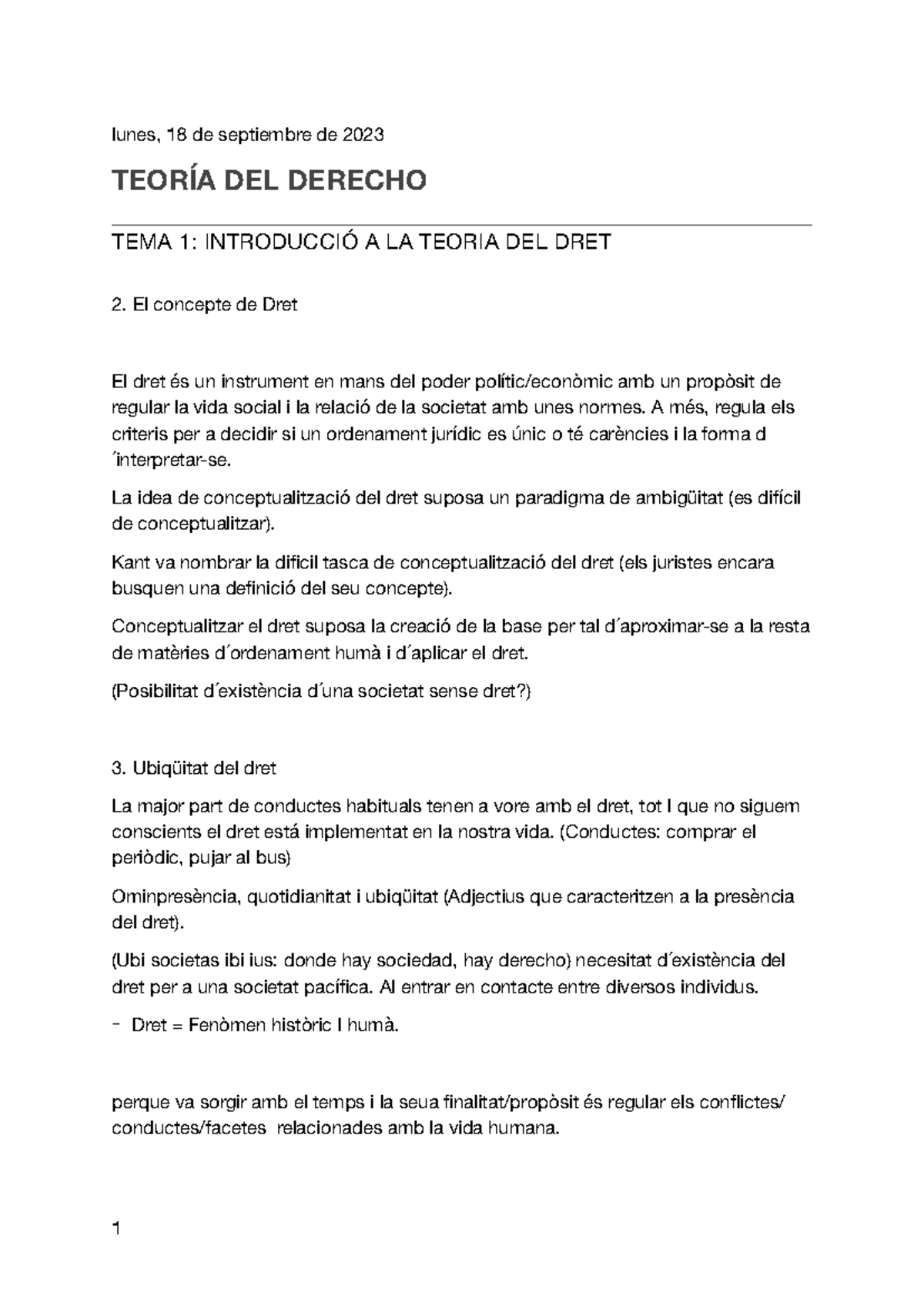 Apuntes - Teoría del derecho - lunes, 18 de septiembre de 2023 TEORÍA ...