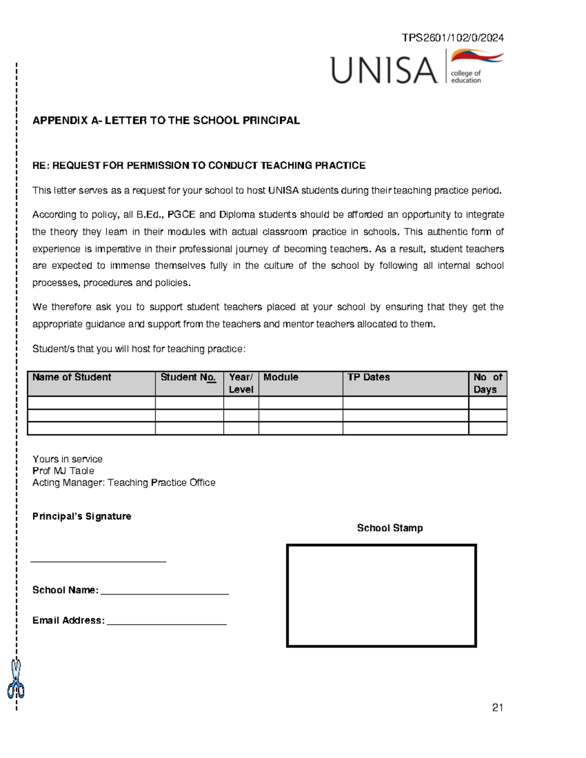 Teaching practice - According to policy, all B., PGCE and Diploma ...