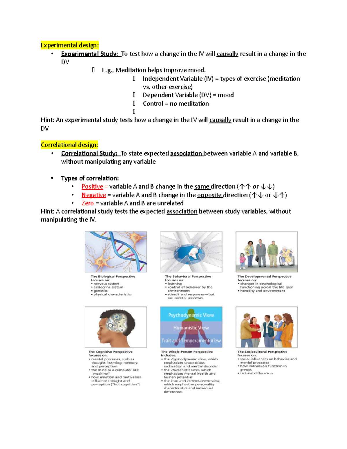 Chap 1 2 3 - Summary Introduction To Psychology - Experimental Design ...