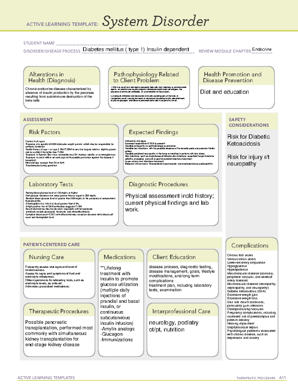 Diabetes T 1DM - ####### ACTIVE LEARNING TEMPLATES THERAPEUTIC ...