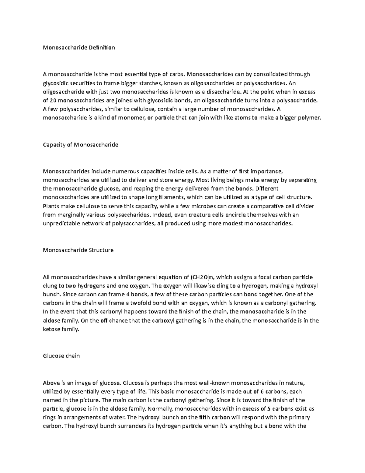 Doc 21 - Monosaccharide Definition A monosaccharide is the most ...