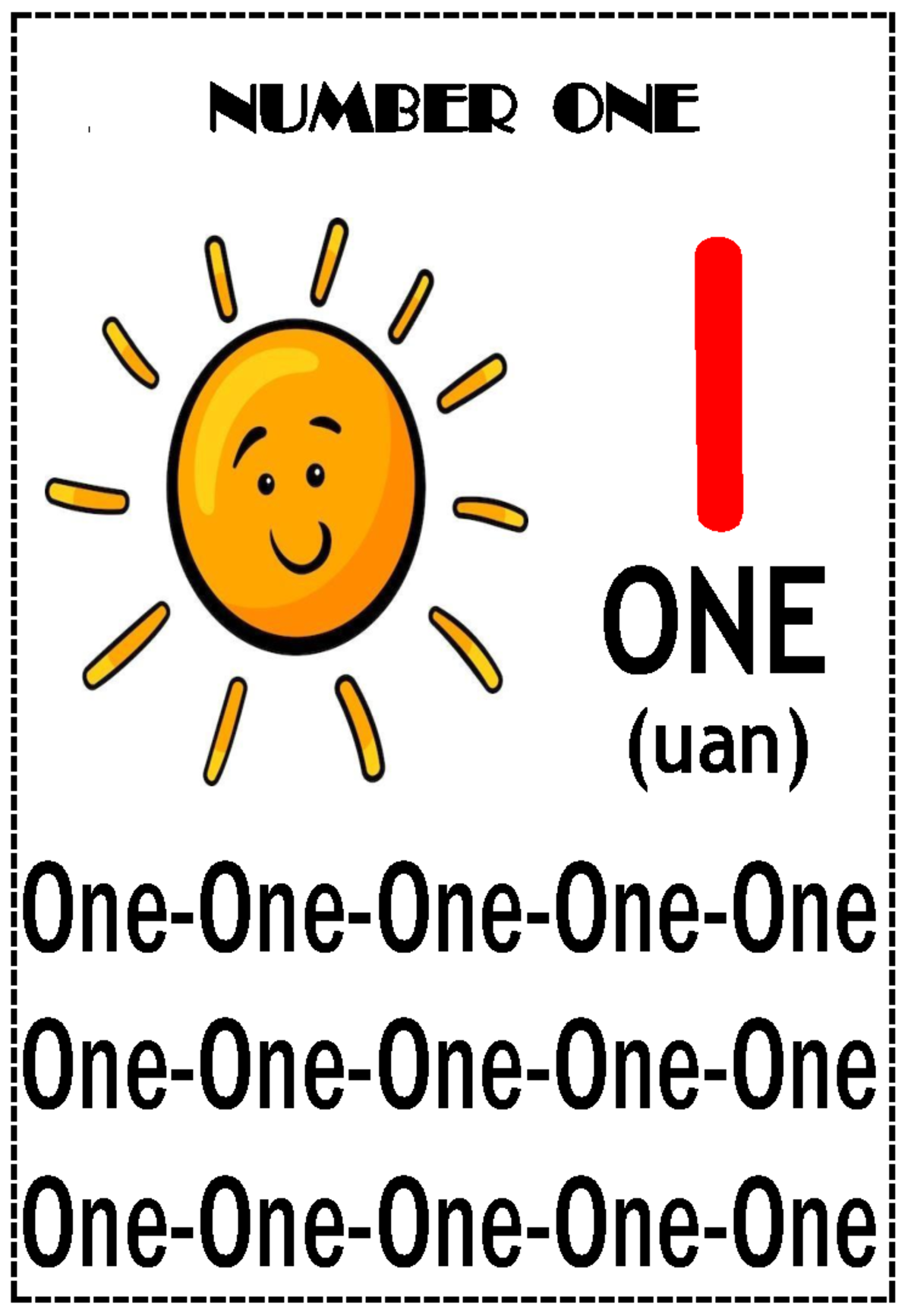 Fichas de los numeros del 1 al 10 en ingles gratis - NUMBER ONE ONE ...