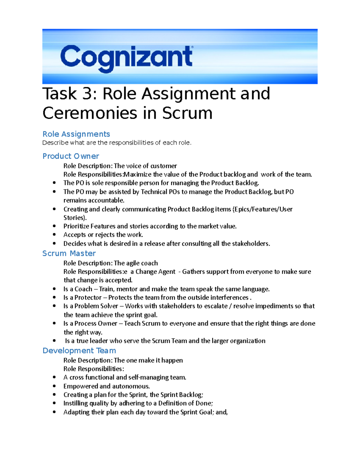 Task 3 Deliverable Template C - Task 3: Role Assignment and Ceremonies ...