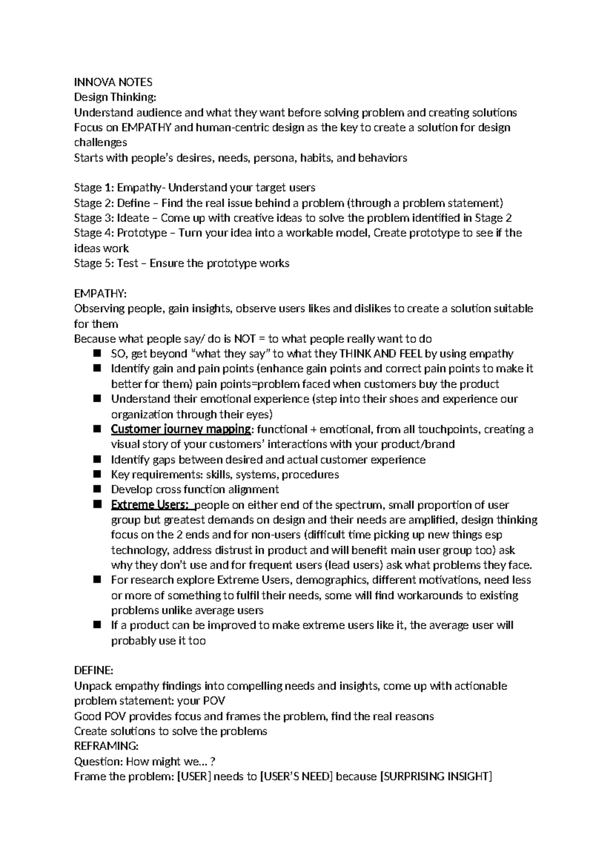 Innova Notes - NIL - INNOVA NOTES Design Thinking: Understand audience ...