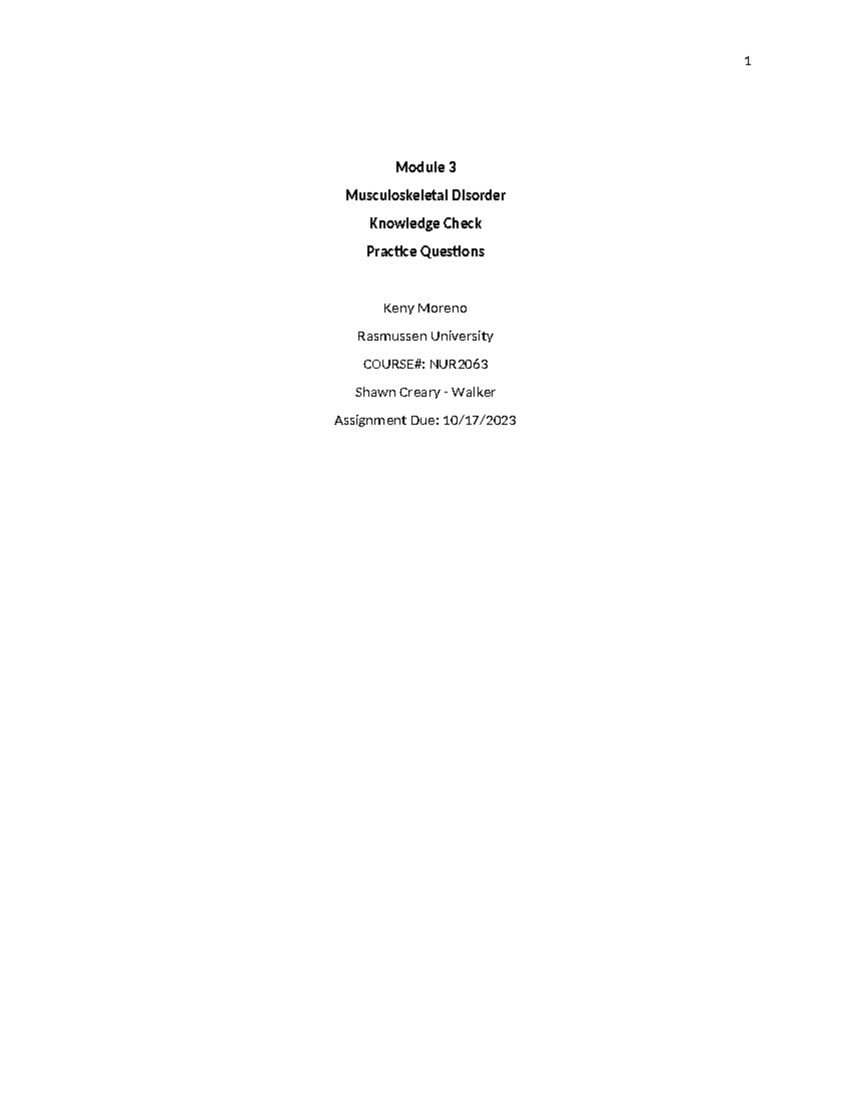 musculo skeletal disorder Module 3 Musculoskeletal Disorder Knowledge