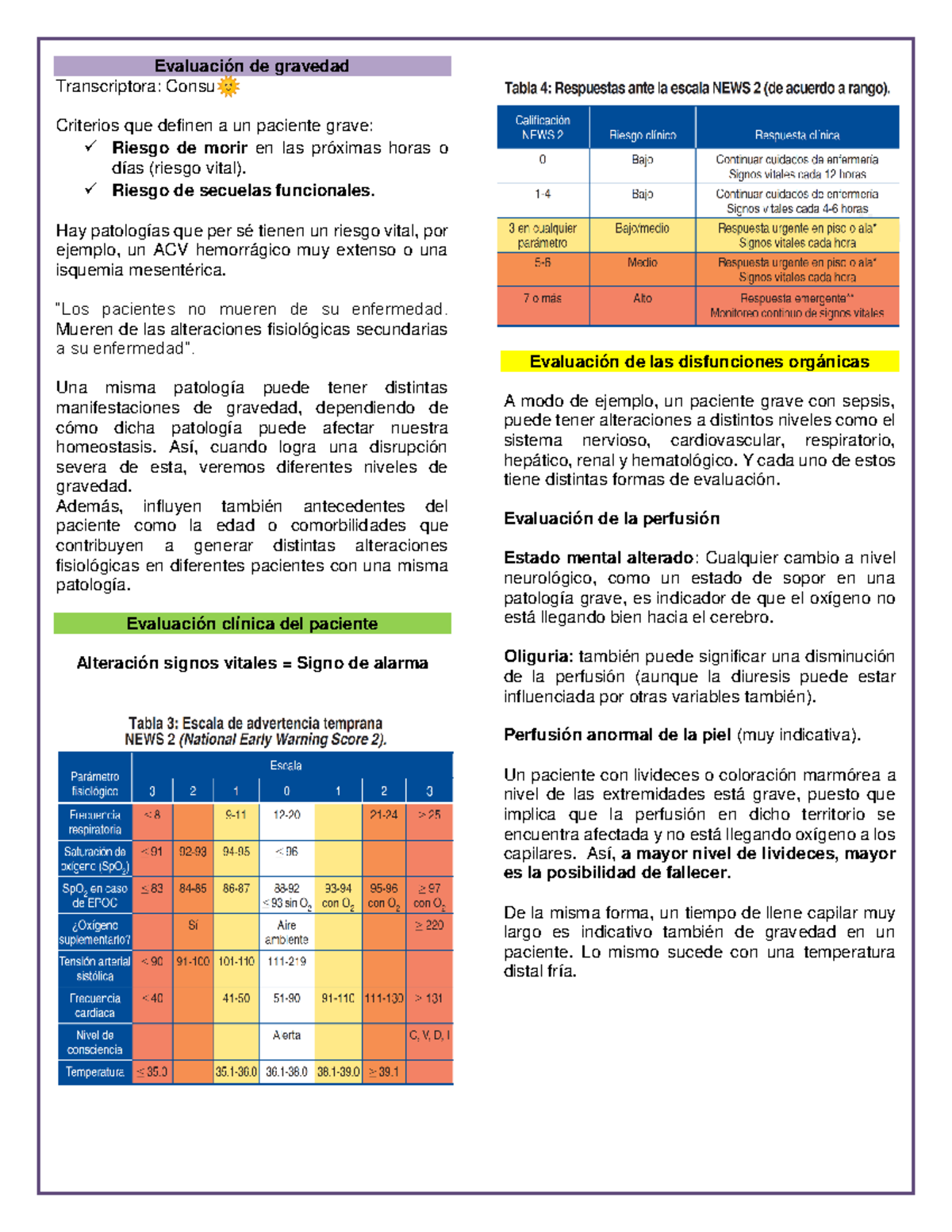Evaluación de gravedad - Evaluación de gravedad Transcriptora: Consu ...