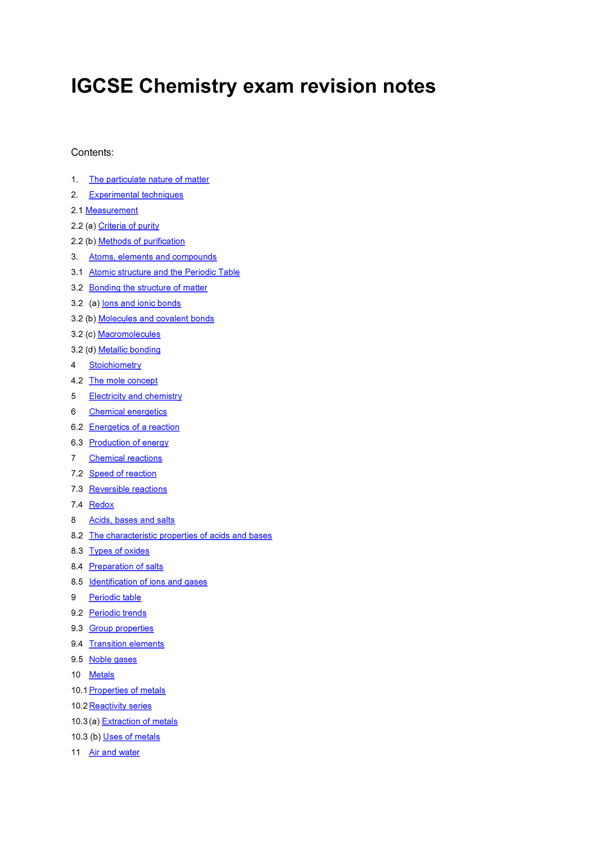 Chemistry-igcse-1 - IG Chemistry Note - IGCSE Chemistry Exam Revision ...