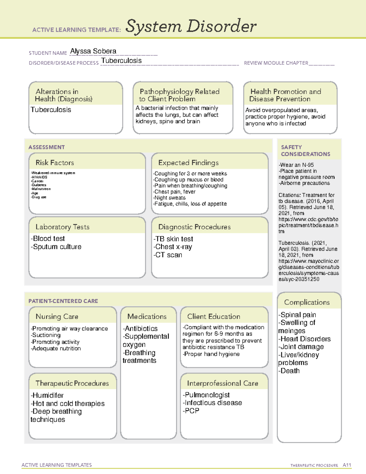 Ati System Disorder Template Tuberculosis