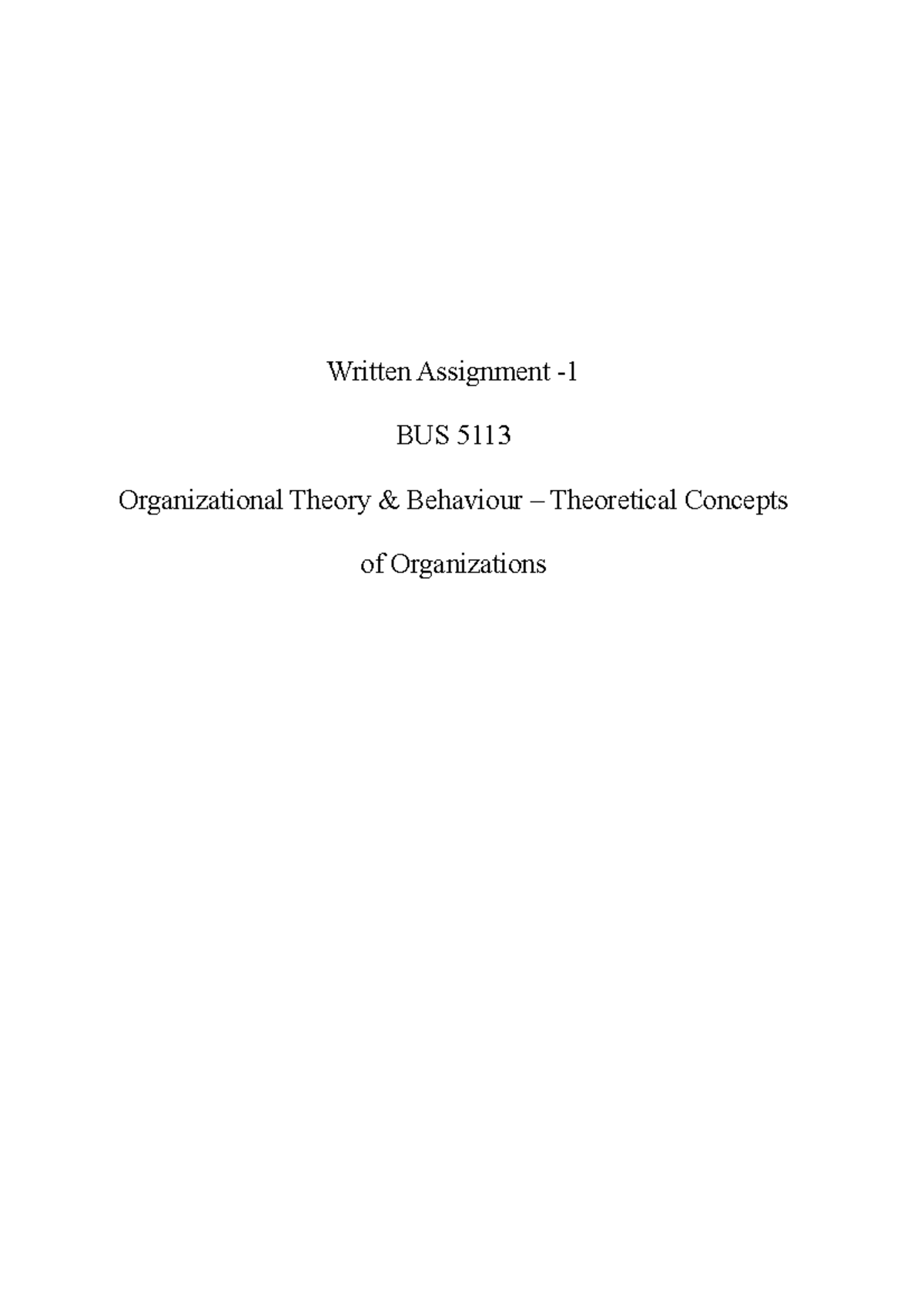 1 Written Assignment 1 BUS 5113 - BUS 5113 - UoPeople - Studocu
