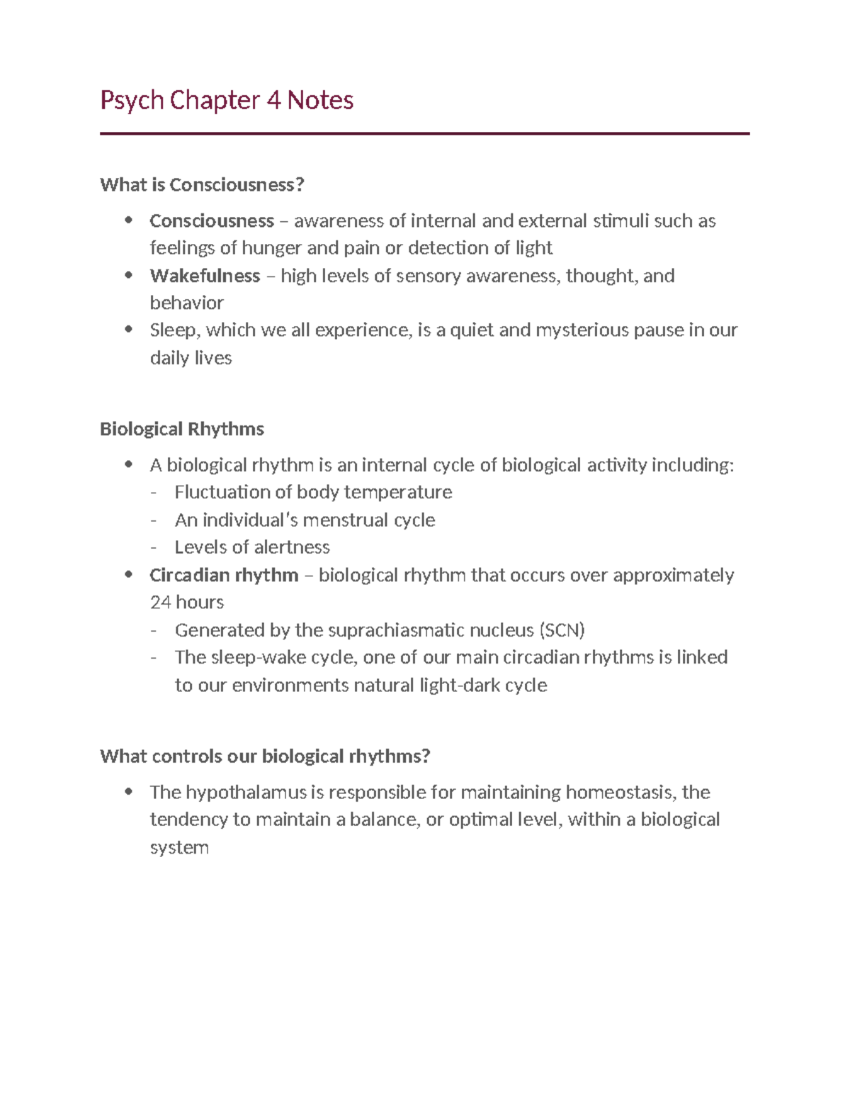 Psych Chapter 4 Notes - Don't use this - Psych Chapter 4 Notes What is ...