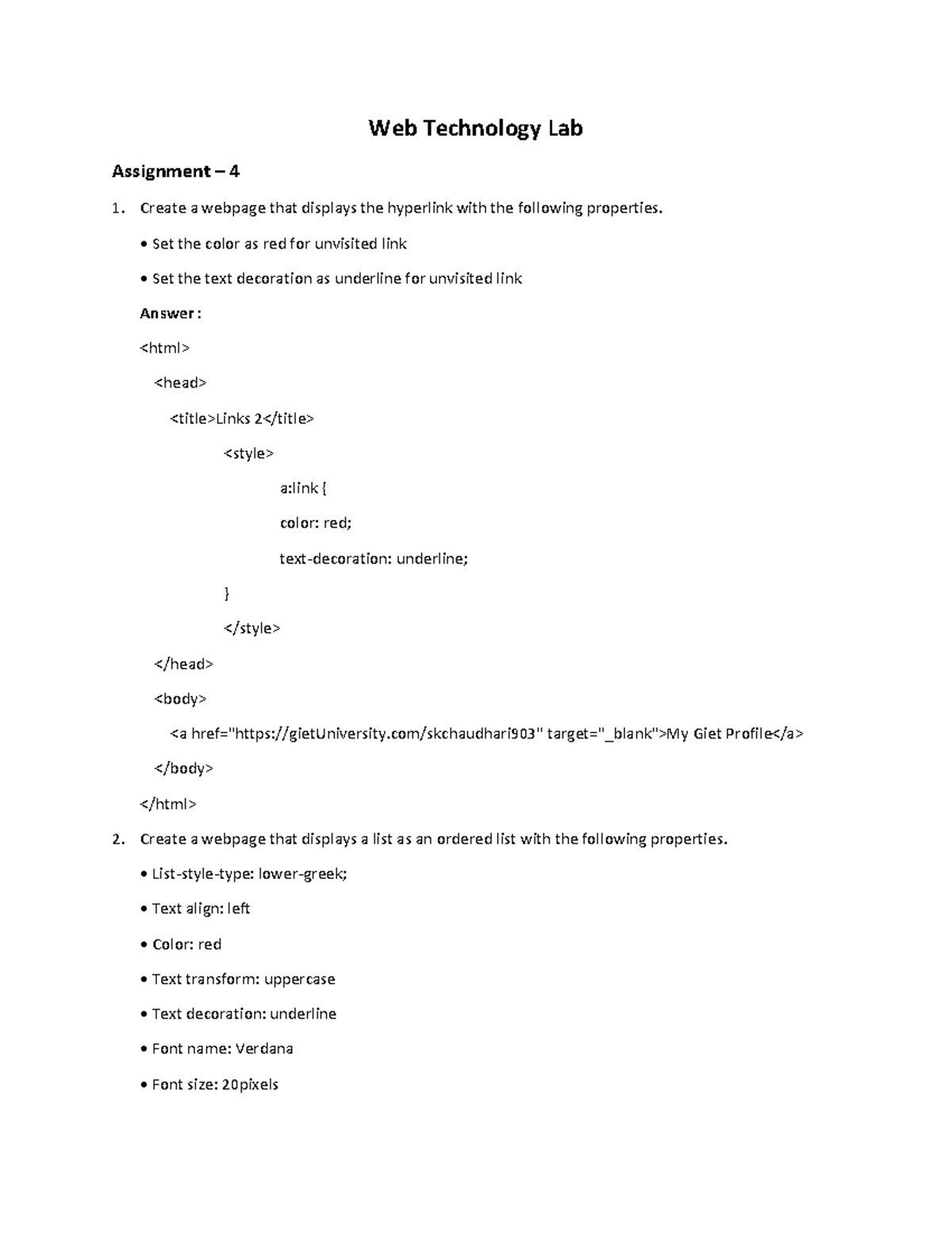 Assignment - 4 - Web Technology Lab Assignment – 4 Create a webpage ...
