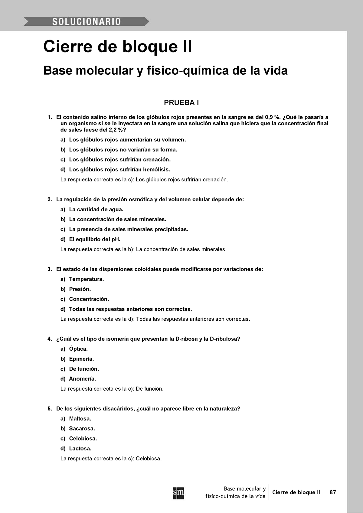 Solucionario Bloque II Savia - Base Molecular Y Cierre De Bloque II 87 ...