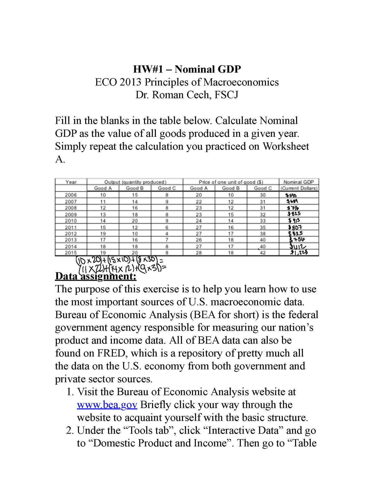 ECO 2013 HW1 2 - The Optional Homework To Prepare For Exams - HW#1 ...