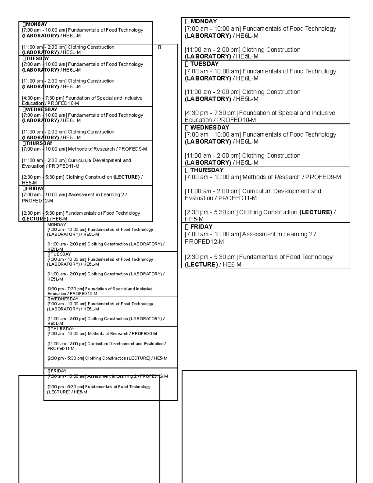 Schedule (1ST Semester) - 🐀 MONDAY [7:00 am - 10:00 am] Fundamentals of ...