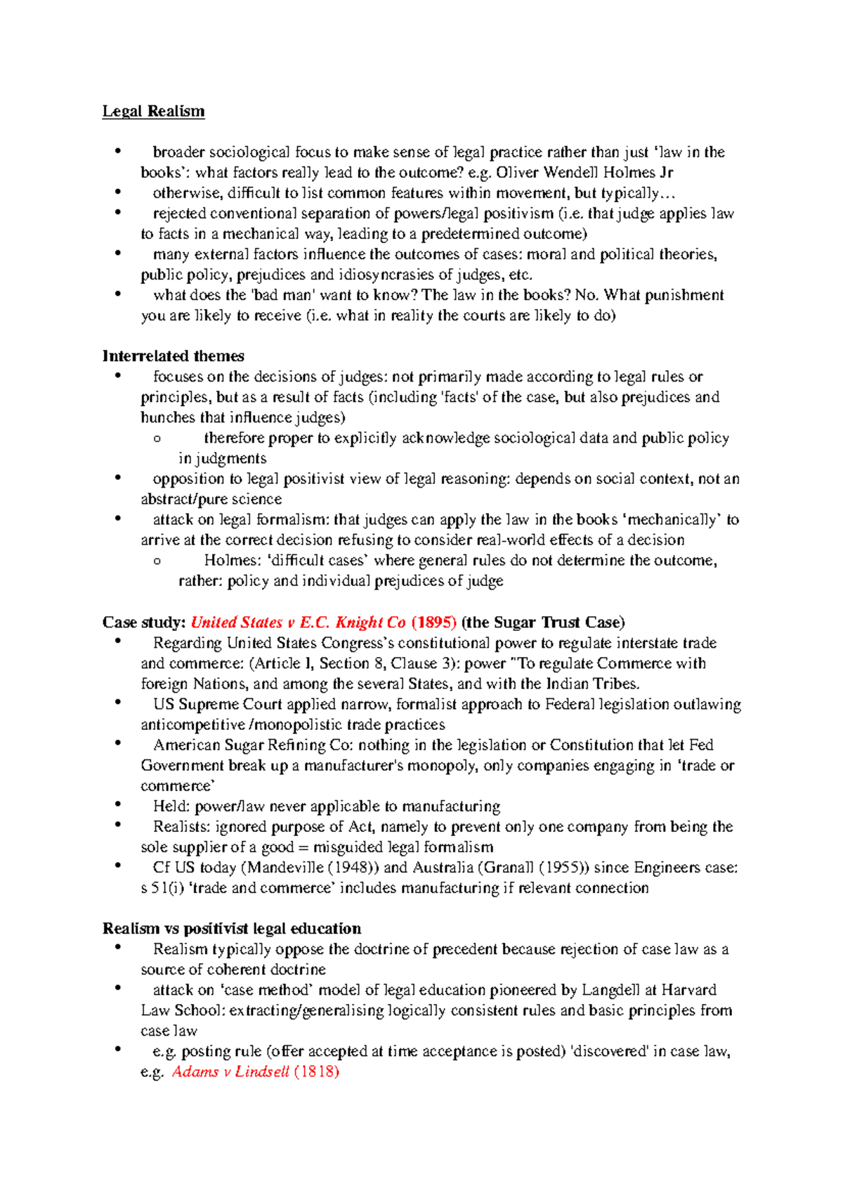 Wk6 L - Lecture notes 6 - Legal Realism - Studocu