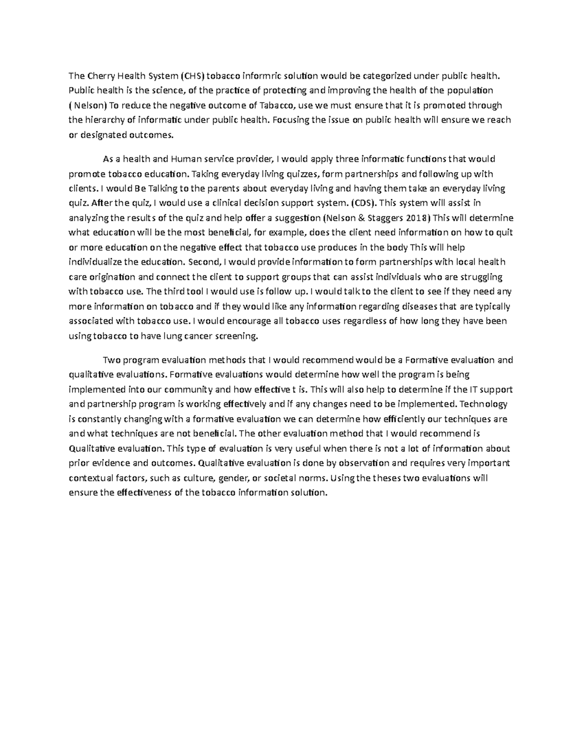 1. The Cherry Heal lit The Cherry Health System (CHS) tobacco