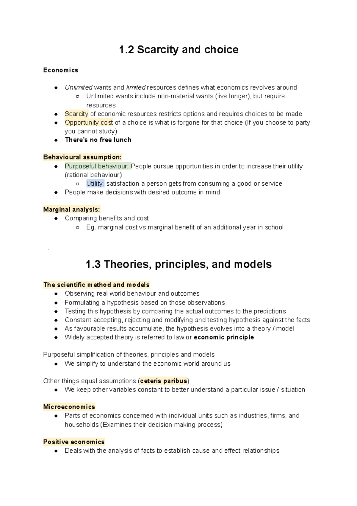 Ch. 1 - Limits, Alternatives, and choices - 1 Scarcity and choice ...