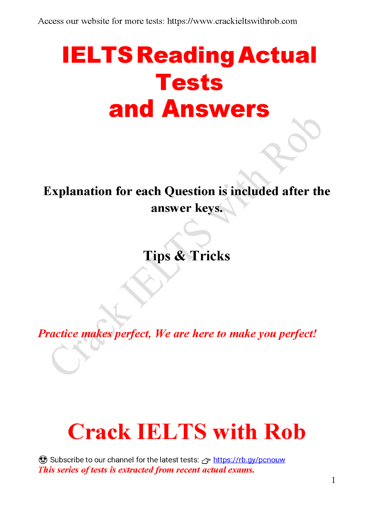 Ielts Reading Tests from Recent Actual Exams Test 1-5 - English - Studocu