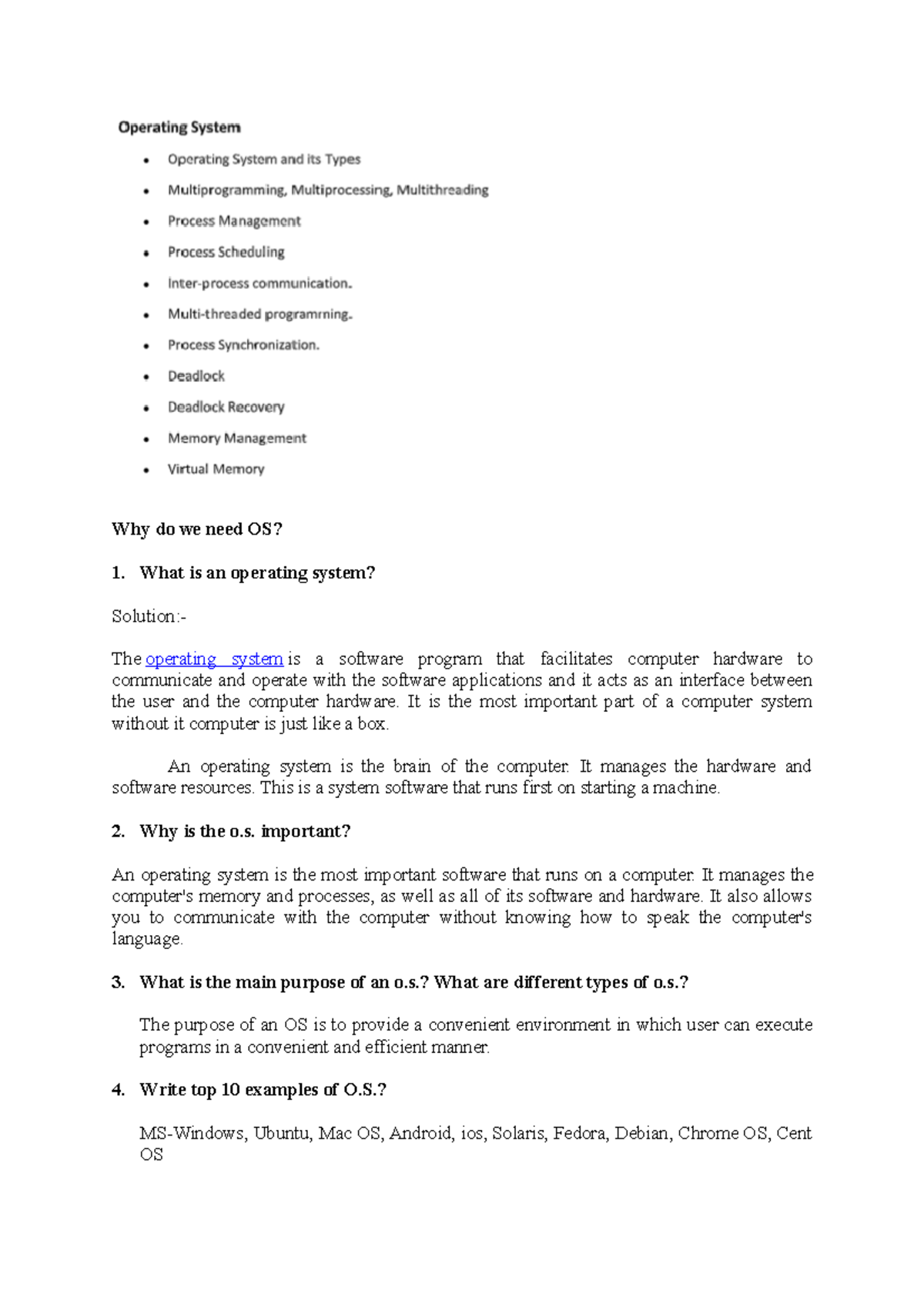 Day1Basic OS - Why do we need OS? What is an operating system? Solution ...