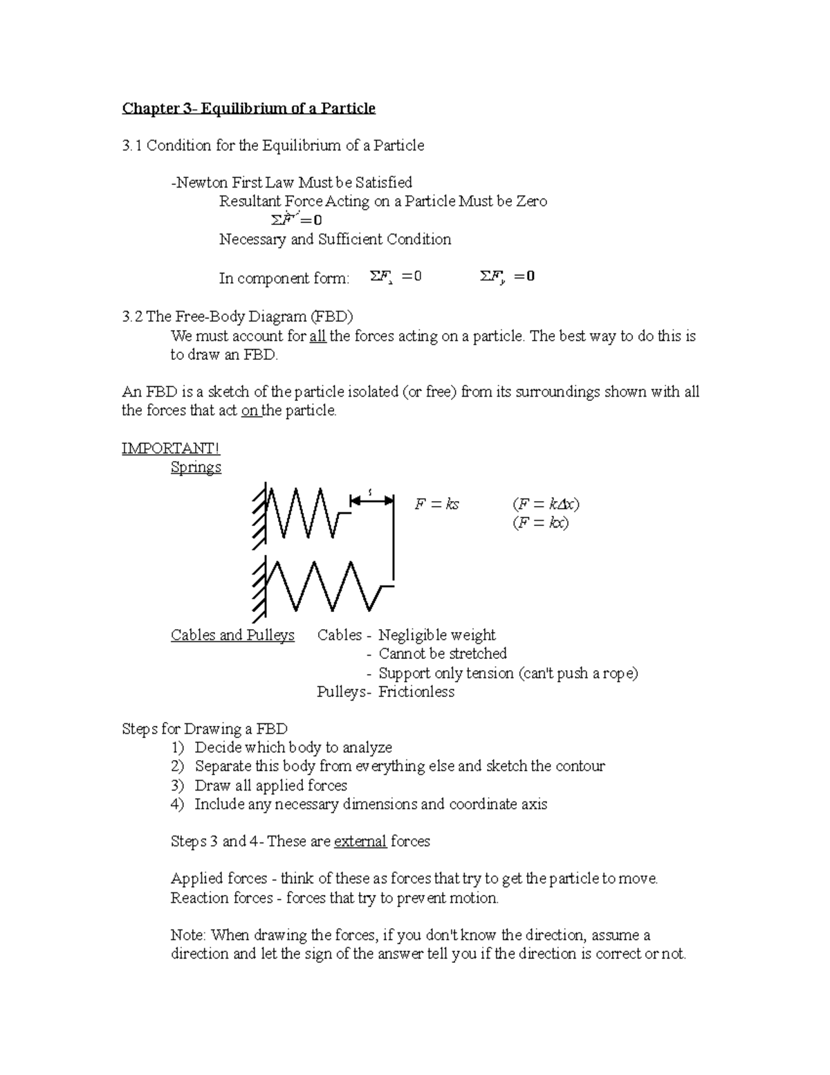 Chap31-3 - statics - Chapter Equilibrium of a Particle 3 Condition for ...