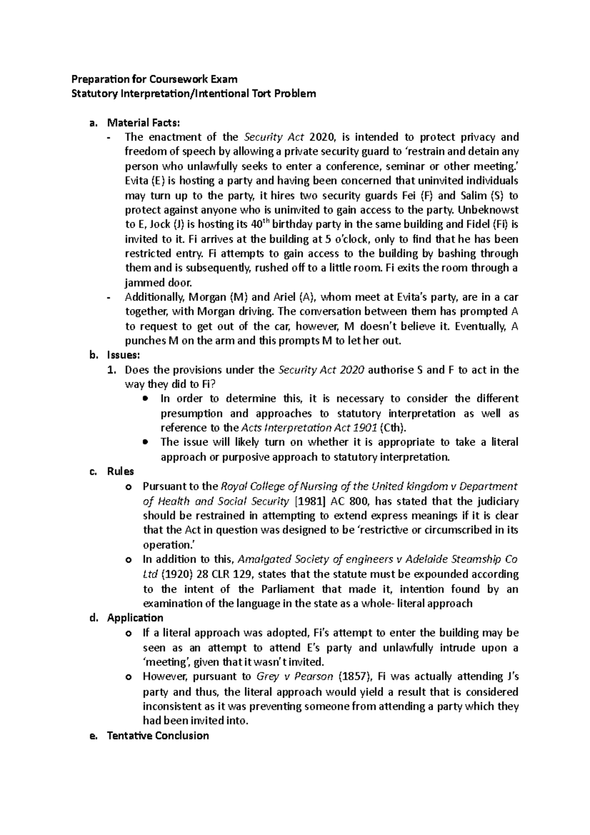 Preparation for Coursework Exam - Preparation for Coursework Exam ...