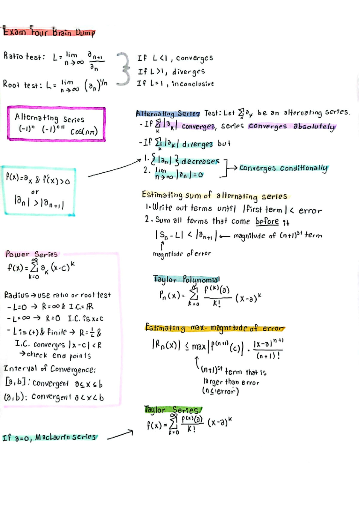 MATH 1552 Exam Four Brain Dump - MATH1552 - Studocu