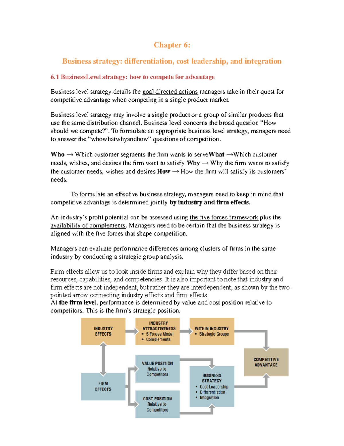 Ch6 - Chapter 6 - Chapter 6: Business Strategy: Differentiation, Cost ...