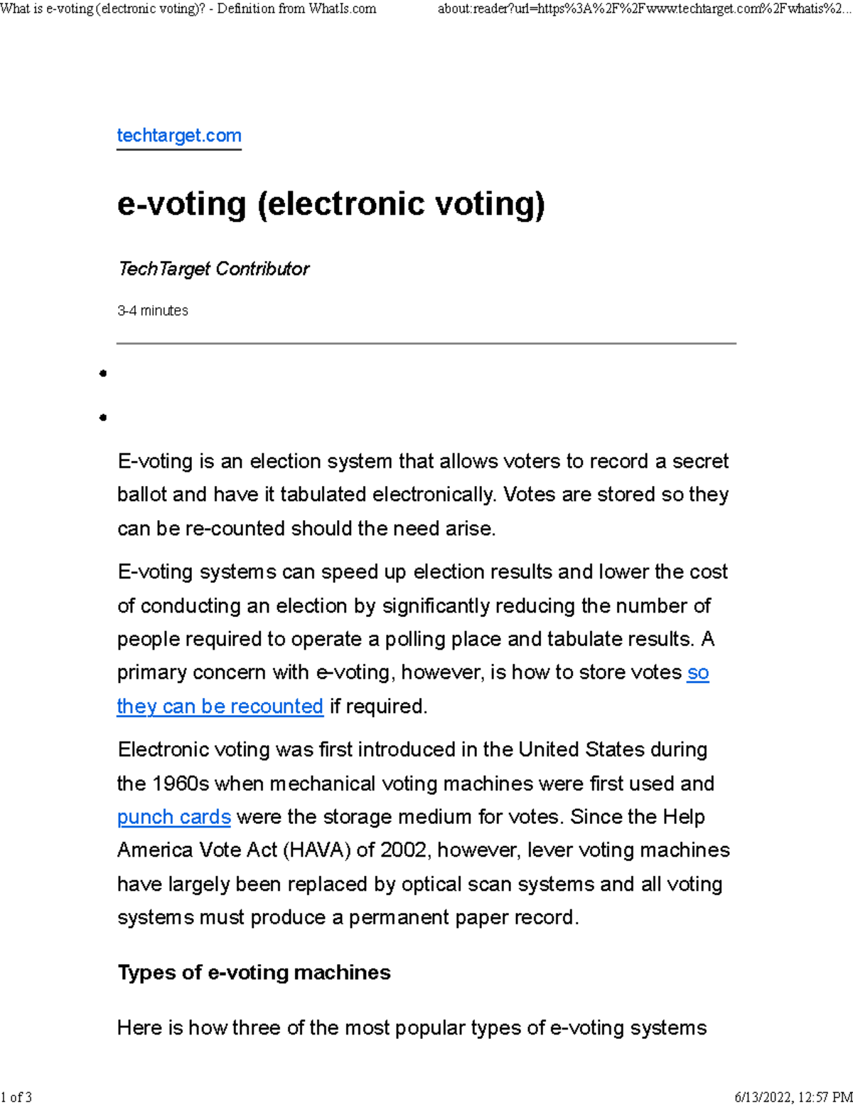 What is evoting (electronic voting) Definition from What Is
