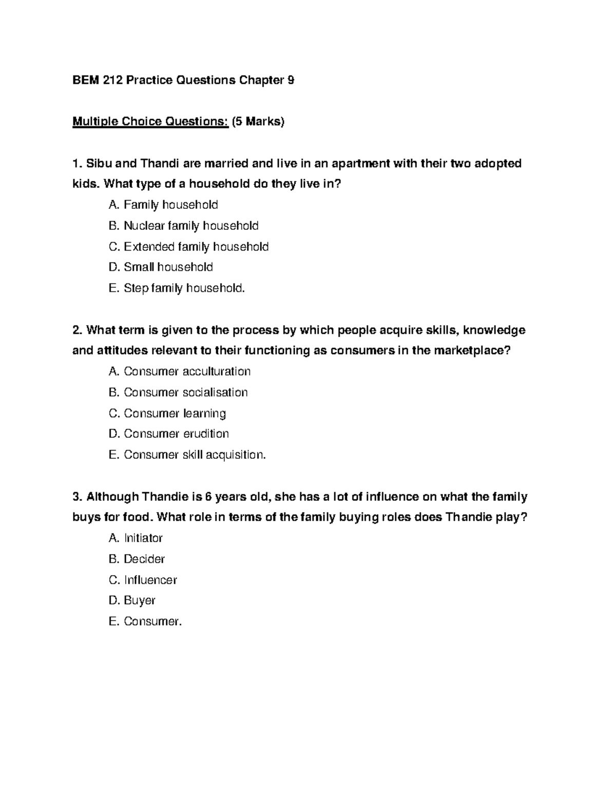 BEM 212 Practice questions Chapter 9 - BEM 212 Practice Questions ...