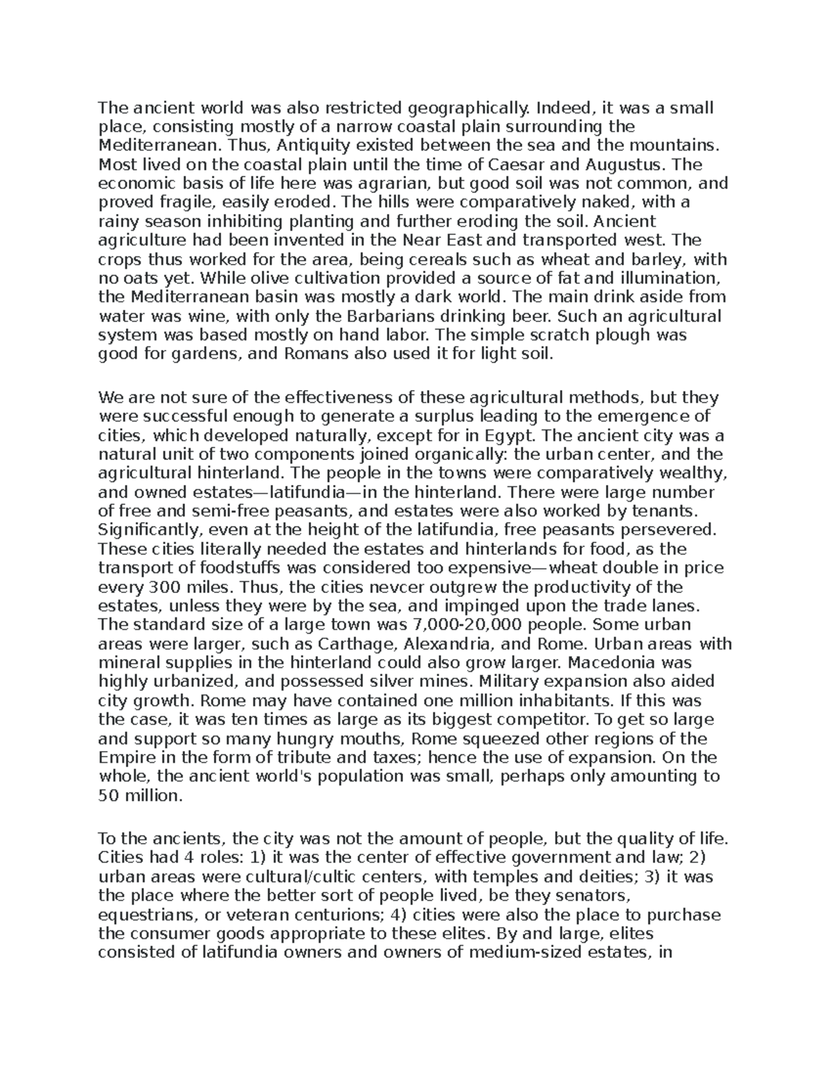 History 25 - notes - The ancient world was also restricted ...