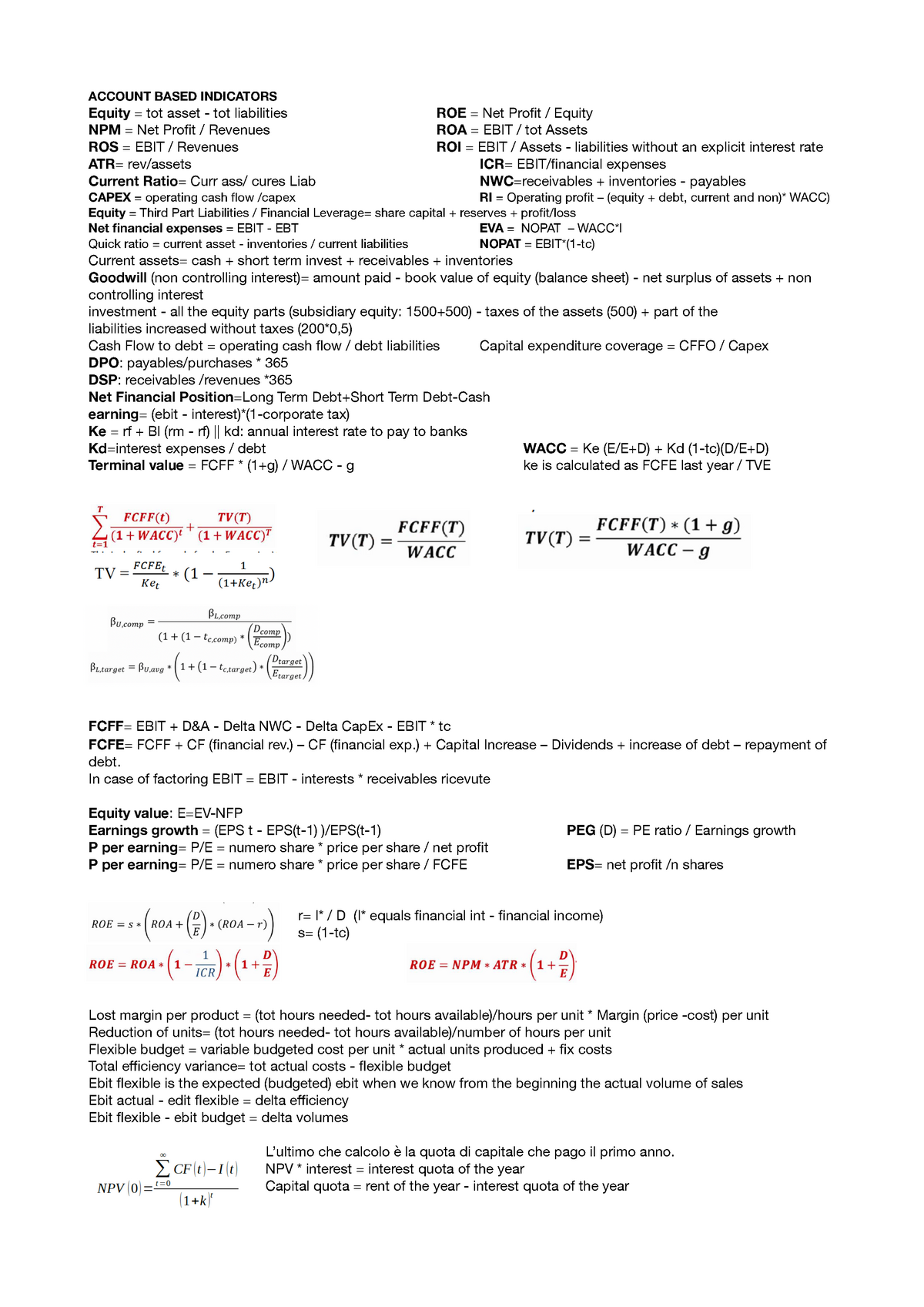 AFC Formulario - ACCOUNT BASED INDICATORS Equity = tot asset - tot ...