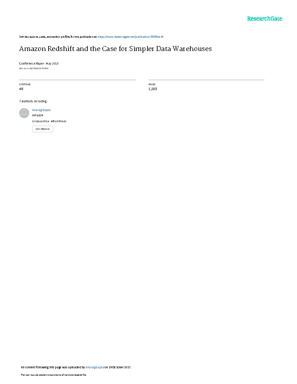 Amazon Redshift and the Case for Simpler Data Ware - See discussions ...