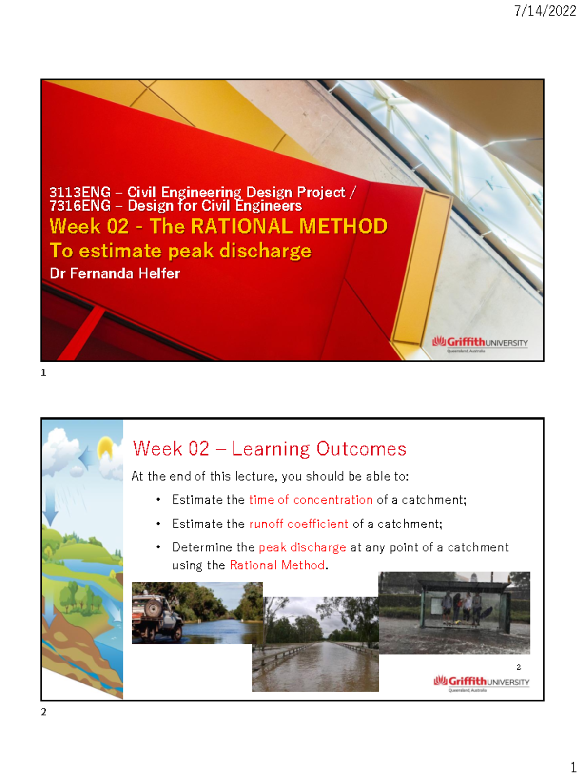 3113ENG Week 02 Rational Method - 3113ENG – Civil Engineering Design ...