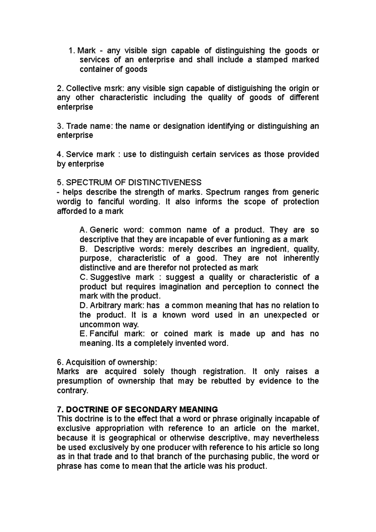 IP - Trademark - Notes and reading materials - Mark - any visible sign ...