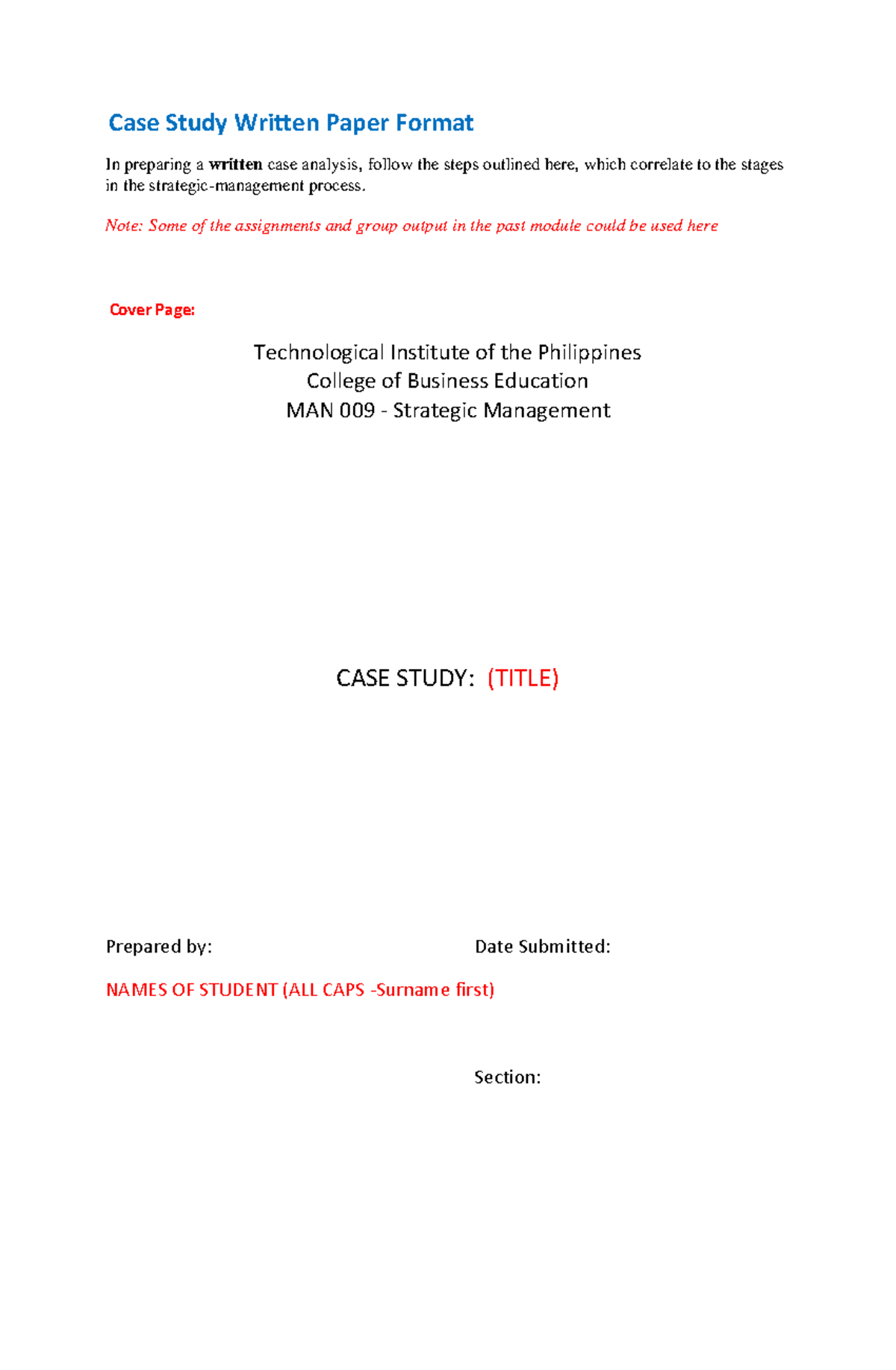 Case Study Analysis Content Format New Case Study Written Paper 