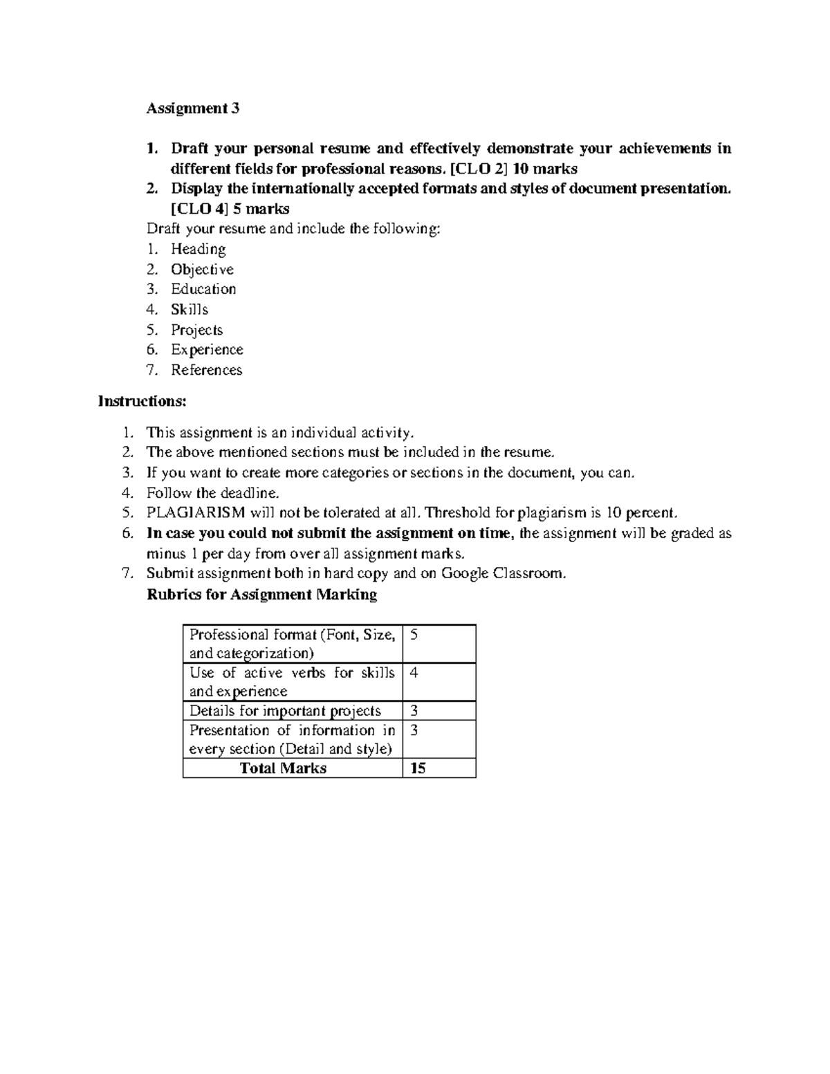 Assignment 3 - sasa - Assignment 3 Draft your personal resume and ...