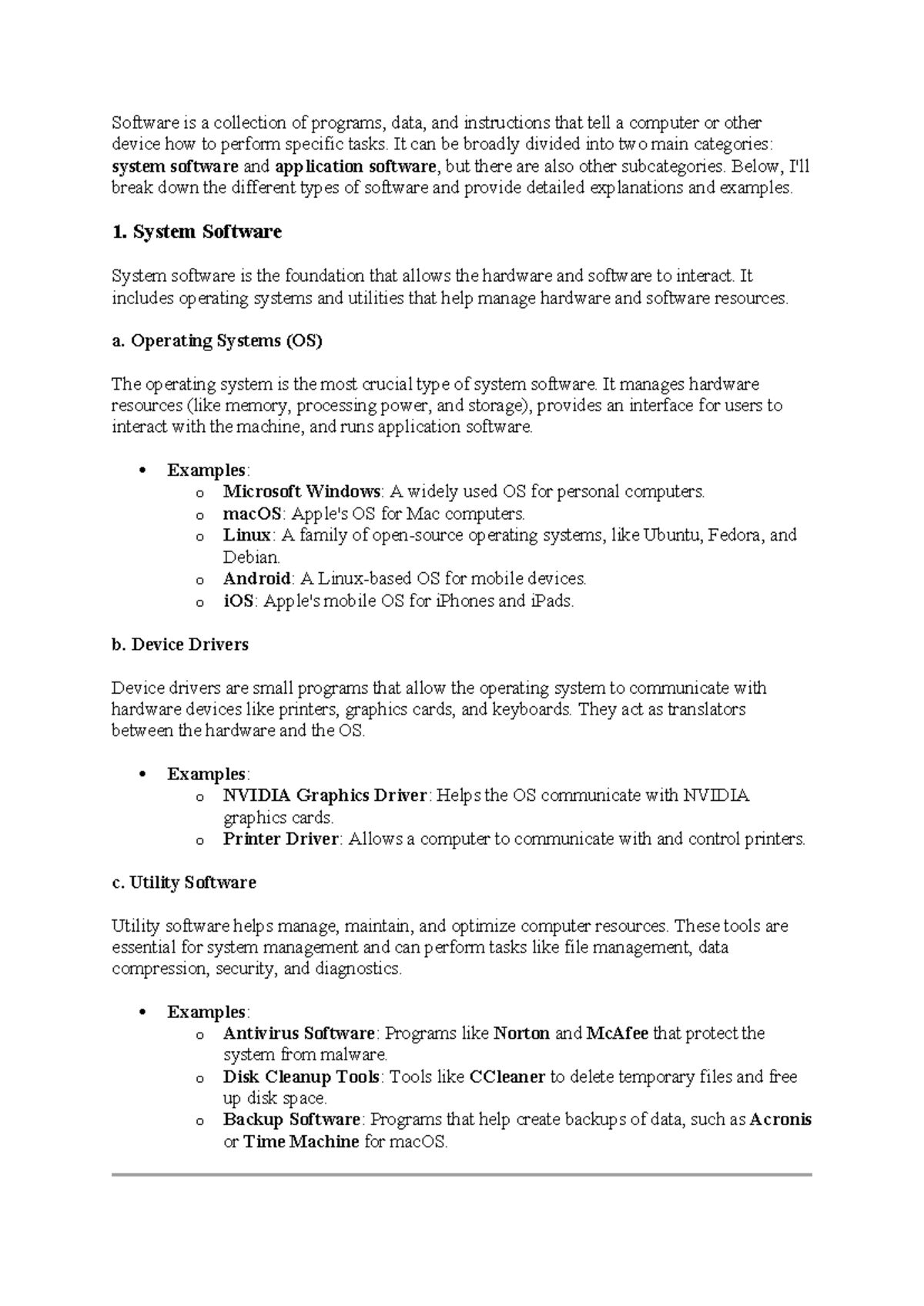 DTS - Notes - Software is a collection of programs, data, and ...
