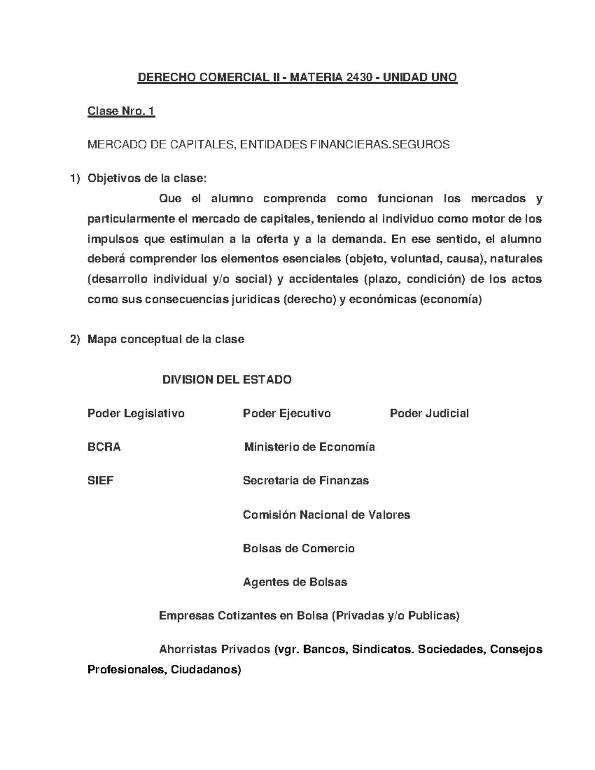 APUNTES DE CLASE 1 A 5 - UNLAM DERECHO COMERCIAL II - DERECHO COMERCIAL ...