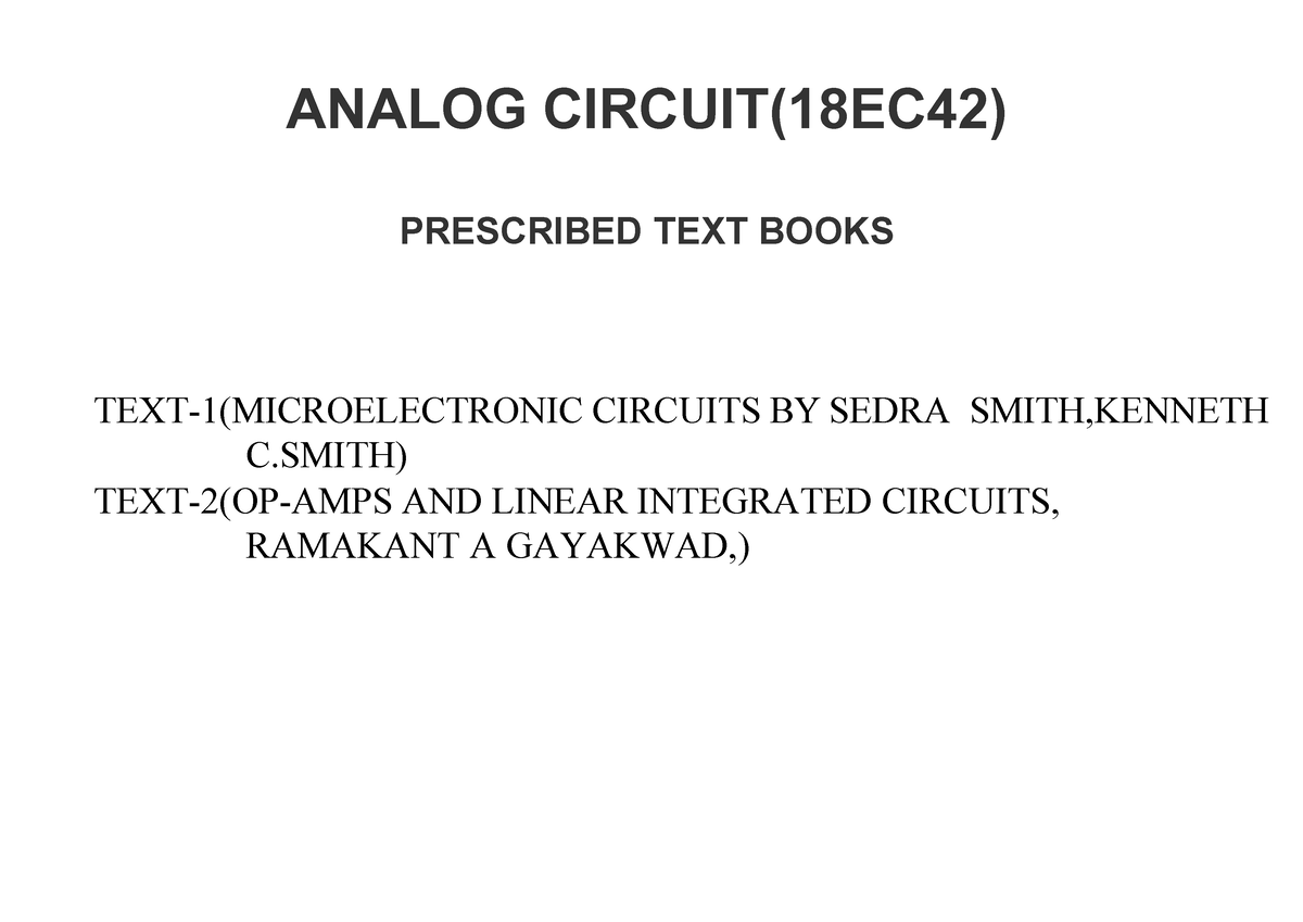 Module 1 - Analog Circuits - ANALOG CIRCUIT(18EC42) PRESCRIBED TEXT ...