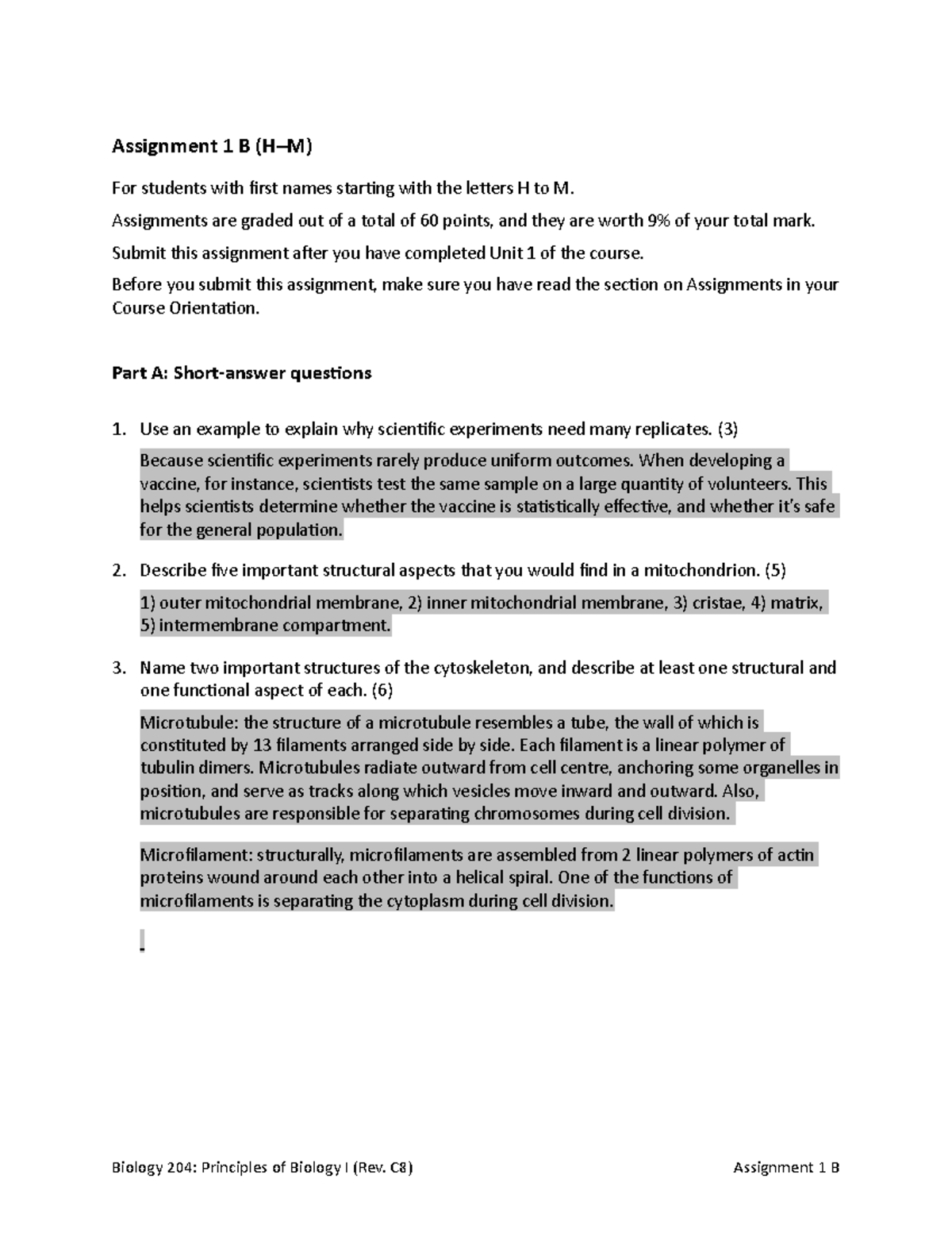 BIOL 204 Assignment-1B-(H-M) - Assignment 1 B (H–M) For students with ...