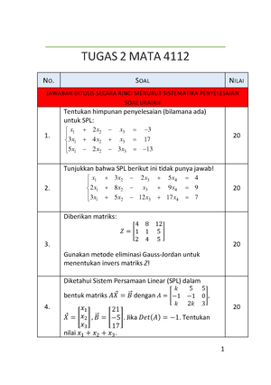 Tugas.1 Aljabar Linear Elementer – MATA4112 - Tugas Aljabar Linear ...